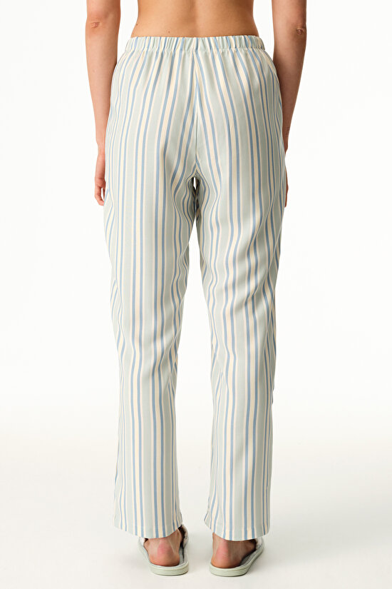 Açık Yeşil Serenity Çizgili Pant Pijama Altı - 2