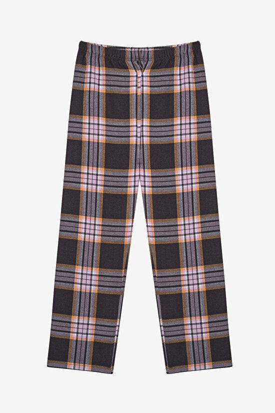 Pamuklu Kız Çocuk Pink Plaid Kırmızı Gömlek Pijama Takımı - 3