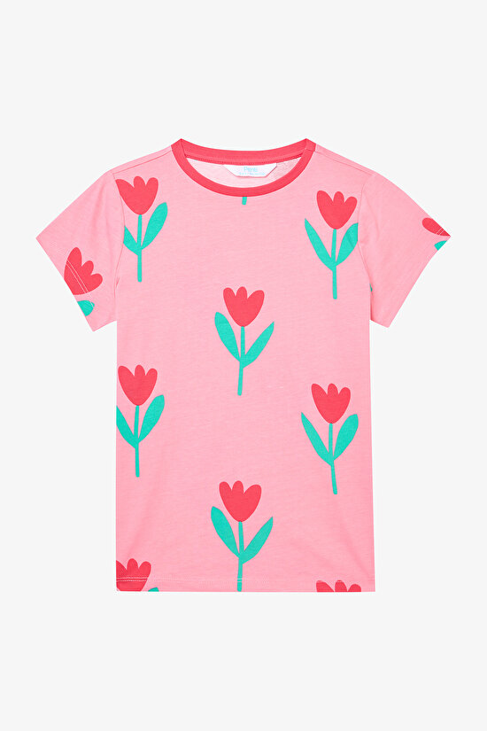Kız Çocuk Flowers Pamuklu Çok Renkli 2li Pijama Takımı - 3