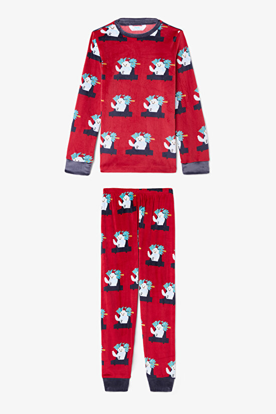 Red Boys Car Patterned Pajama Set - 4