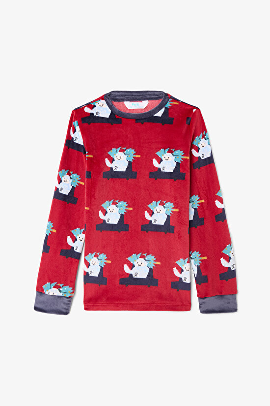 Red Boys Car Patterned Pajama Set - 5