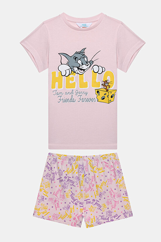 Kız Çocuk Tom&Jerry Çok Renkli Pijama Takımı - 1