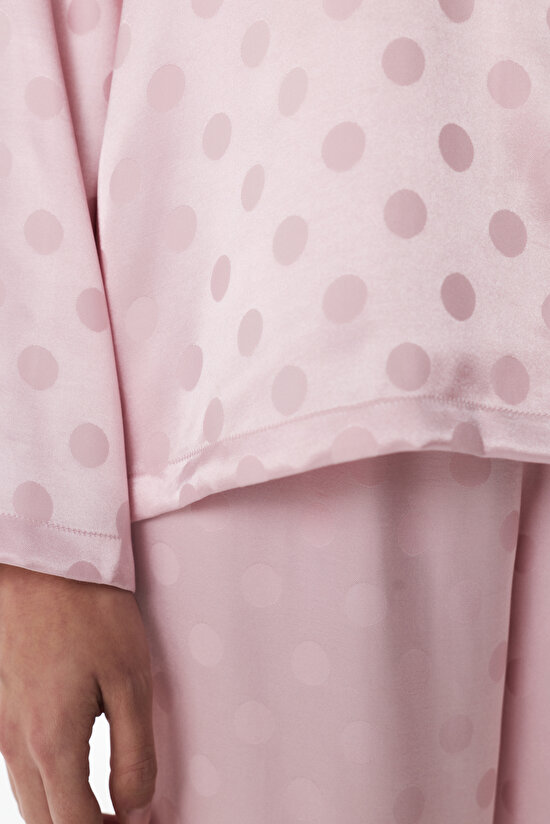 Pink Quinn Satin Shirt & Pants Pajama Set - 5