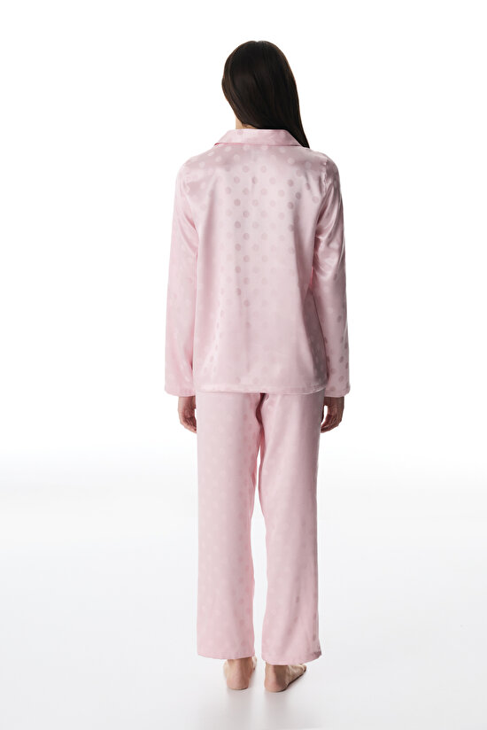 Pink Quinn Satin Shirt & Pants Pajama Set - 6