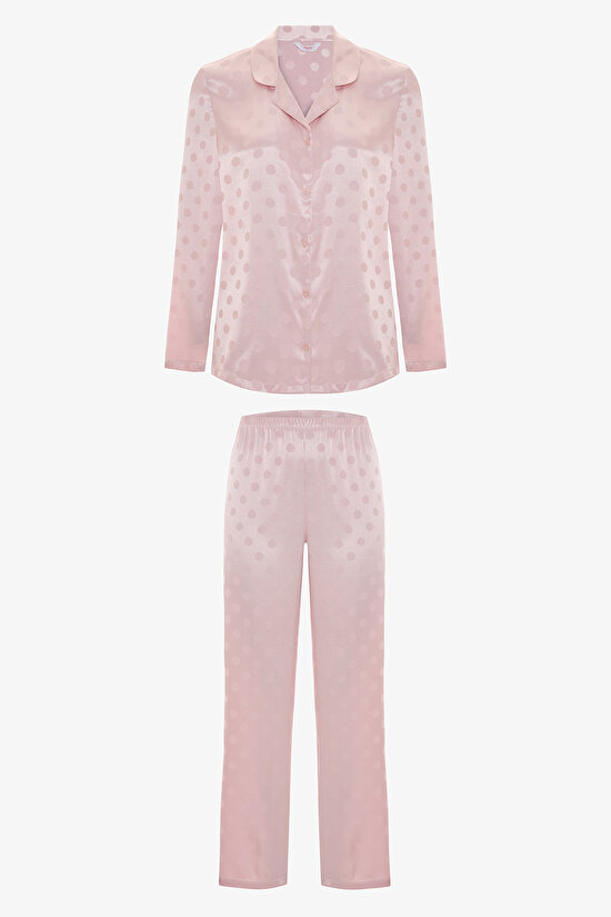Pink Quinn Satin Shirt & Pants Pajama Set - 7