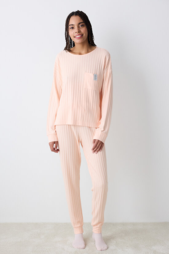 Cozy Rib Pembe Pantolon - 3