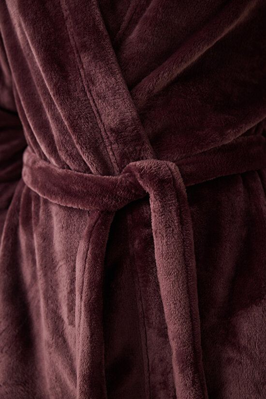 Bordo Bağlama Detaylı Sabahlık - 6