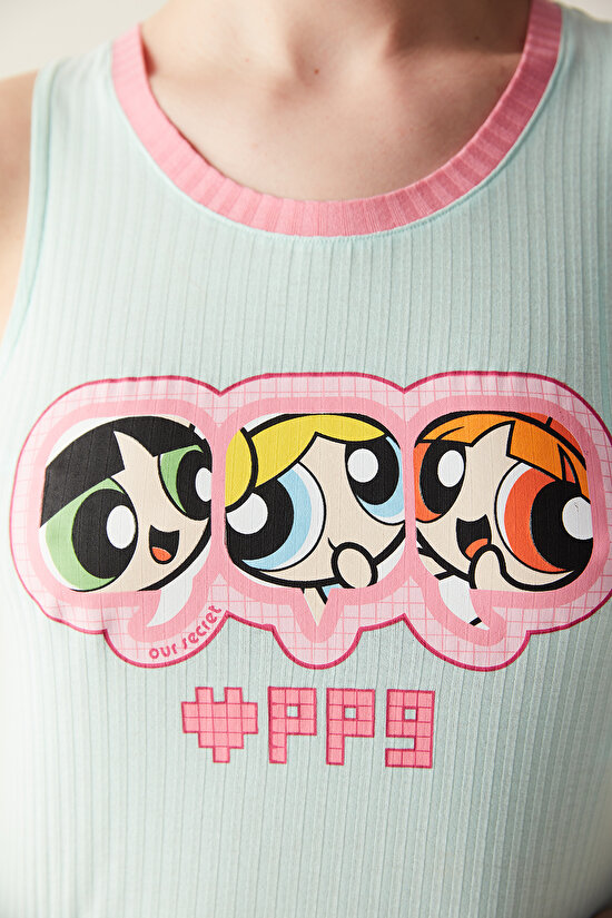 Mint Atlet Pijama Üstü - Powerpuff Girls Koleksiyonu - 4