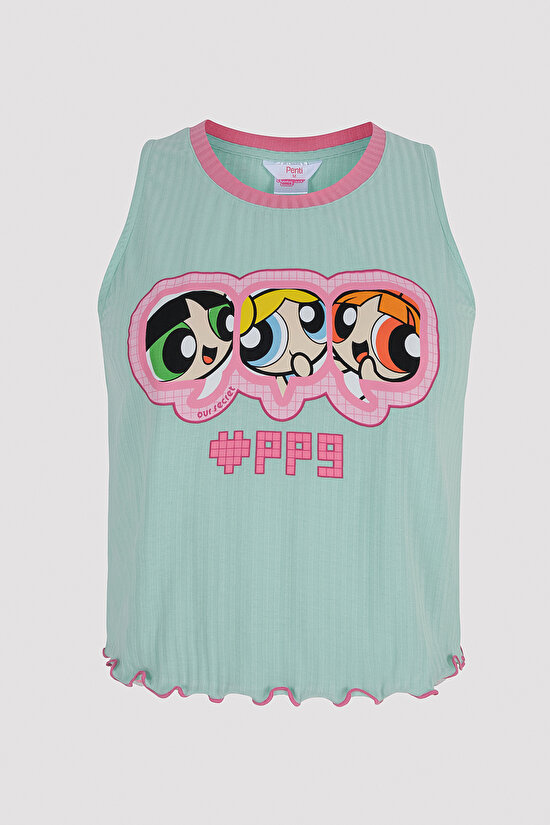 Mint Atlet Pijama Üstü - Powerpuff Girls Koleksiyonu - 6