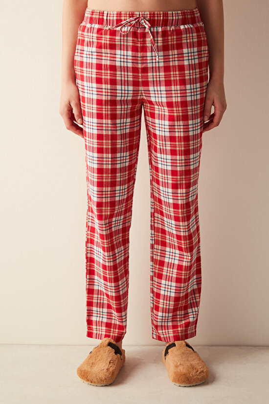 Kırmızı Kareli Pantolon Pijama Altı - 1
