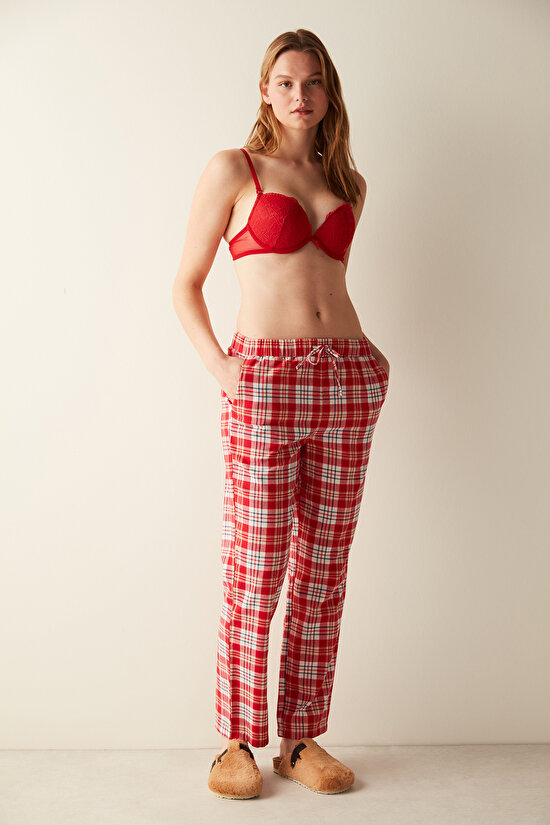 Kırmızı Kareli Pantolon Pijama Altı - 2
