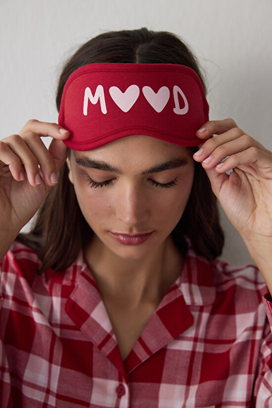 Kırmızı Good Mood Yılbaşı Temalı Sloganlı Uyku Gözlüğü - 1