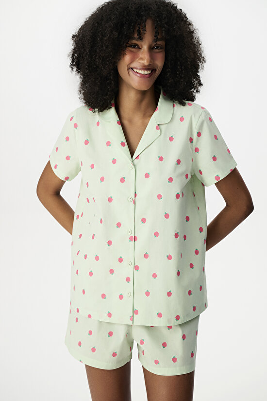 Light Green Summer Breeze Shirt & Shorts Pajama Set - 1