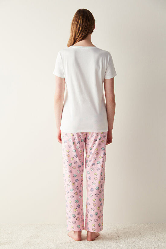 Macaron Pembe Pantolon Pijama Takımı - 5