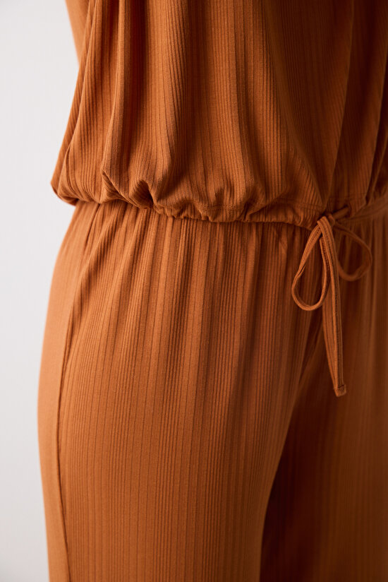 Hailey Solid Açık Kahverengi Pantolon Pijama Takımı - 4