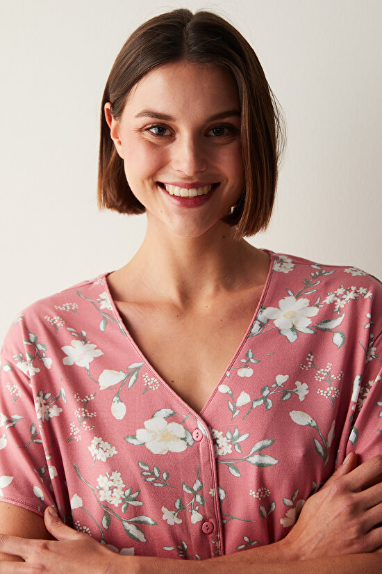 Floral Pink Shirt PJ Top - 3