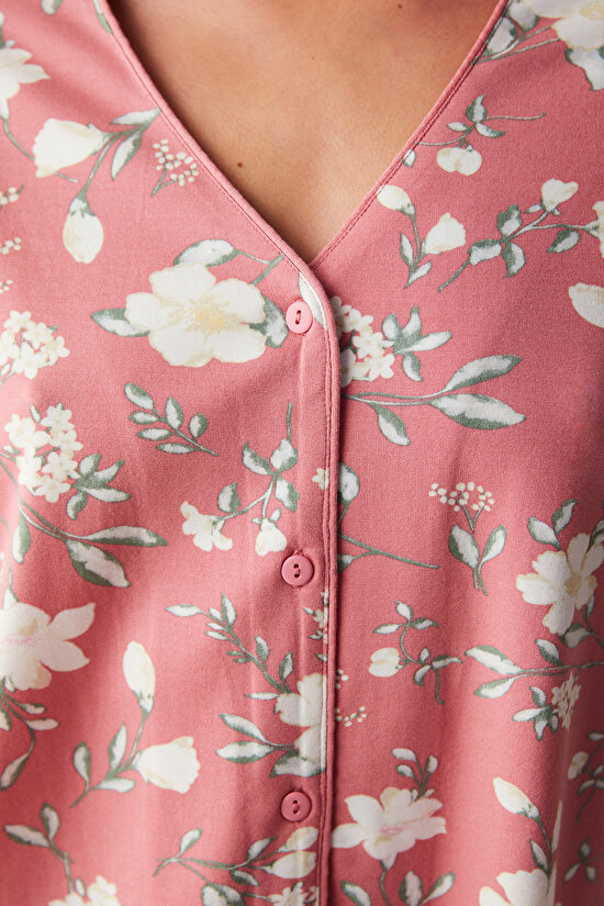 Floral Pink Shirt PJ Top - 4