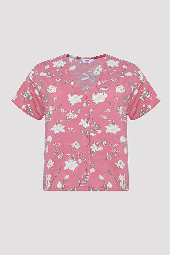 Floral Pink Shirt PJ Top - 6