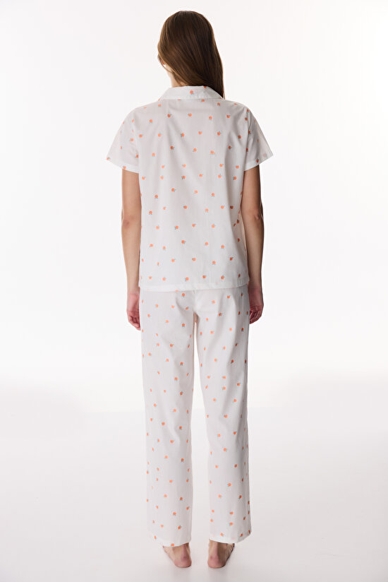 Kırık Beyaz Peach Gömlek Pantolon Pijama Takımı - 5