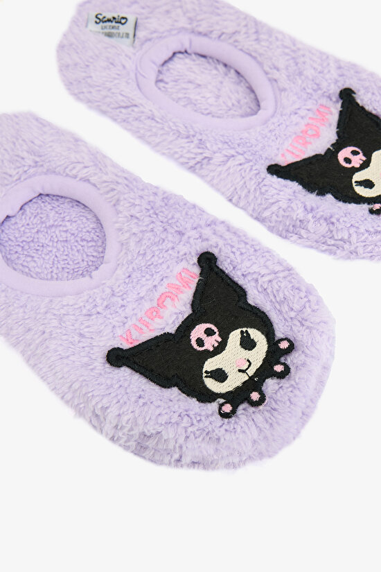 Lila Kız Çocuk Kuromi Nakışlı Kaymaz Tabanlı Panduf - 3