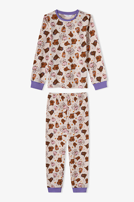 Girls' Lilac Capyparty Long Sleeve 2 Pack Pyjama Set - 1