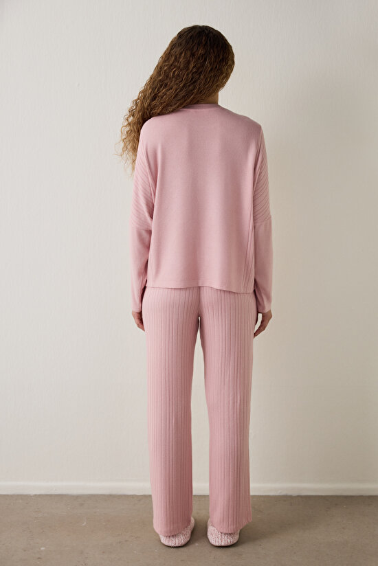 Pembe Bisiklet Yaka Uzun Kol Pijama Takımı Pembe Bisiklet Yaka Uzun Kol Pijama Takımı - 5