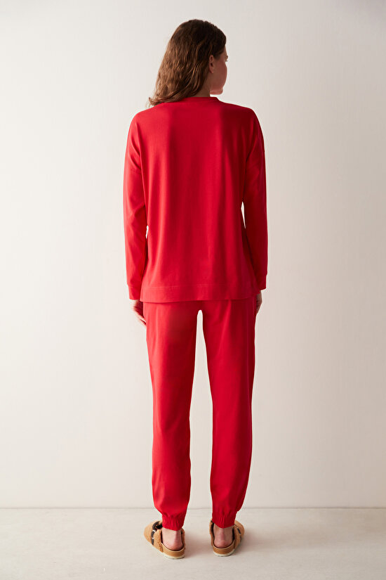 Love Kırmızı Pantolon Pijama Takımı - 6