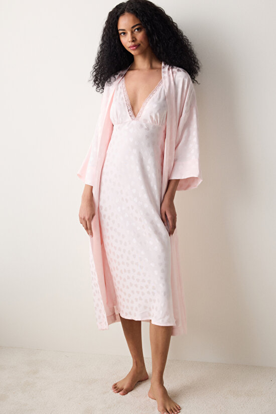 Pink Heart Saten Gecelik  - Penti Loves Paris Koleksiyonu - 3