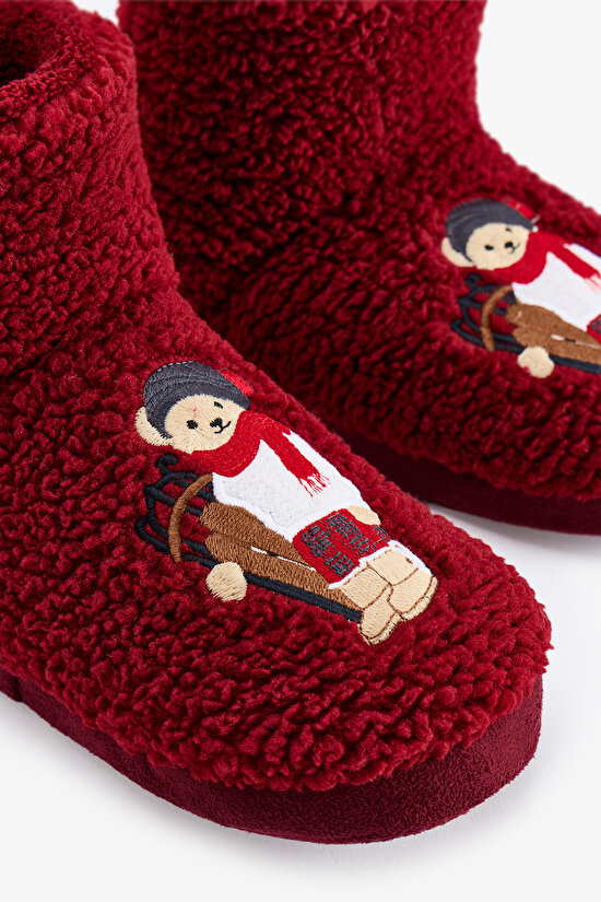Bordo Cool Bear Bot Kedi Desenli Patik - 3