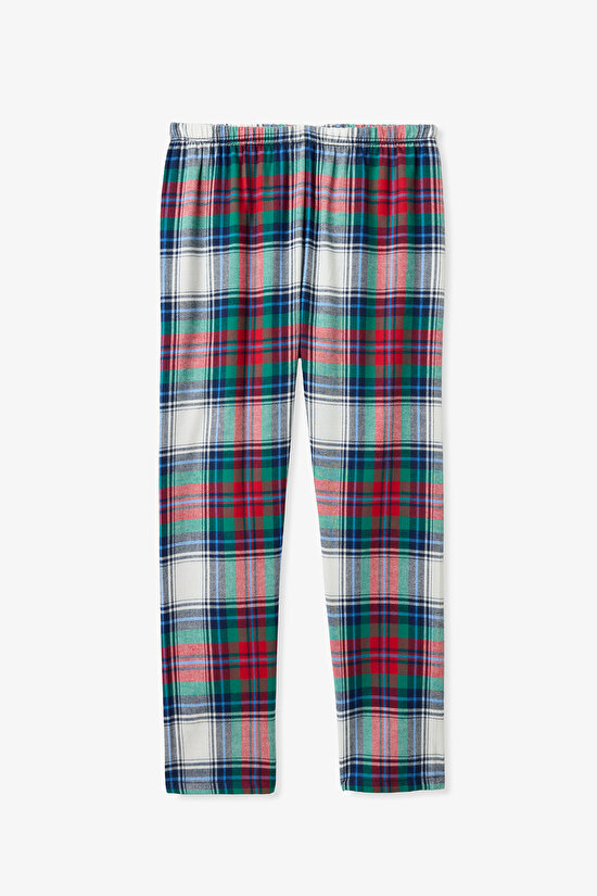 Unisex Çocuk Ekoseli Light Düğmeli Pijama Takımı - 3