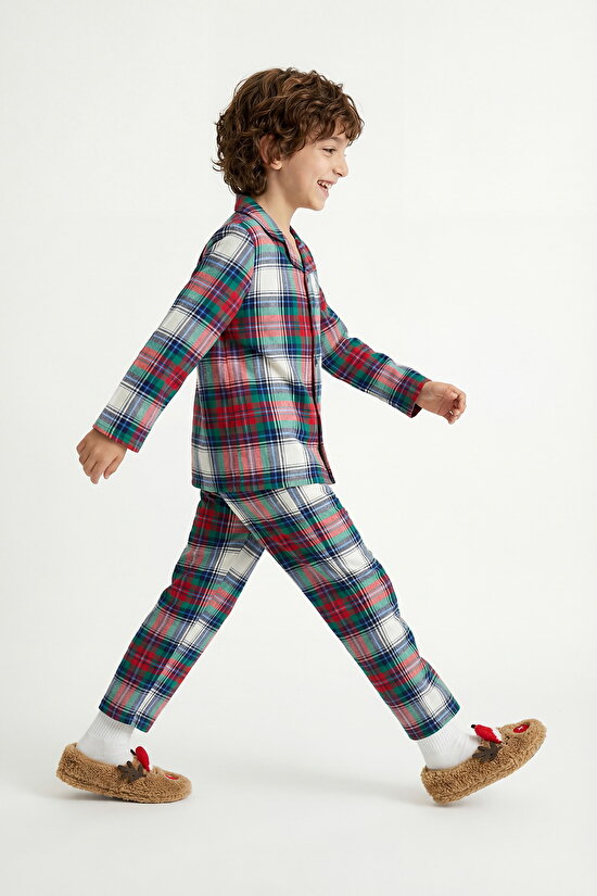 Unisex Children's Plaid Light Buttoned Pajama Set - 5
