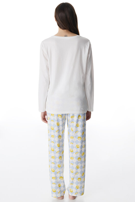 Colorful Petit Dejeuner Pants Pajama Set - 4