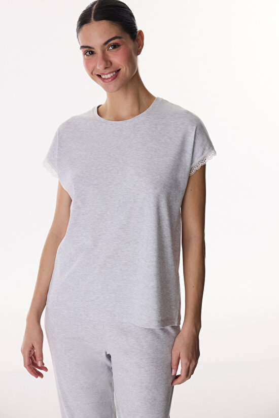 Açık Gri Chloe Grey Kapri Pijama Takımı - 2