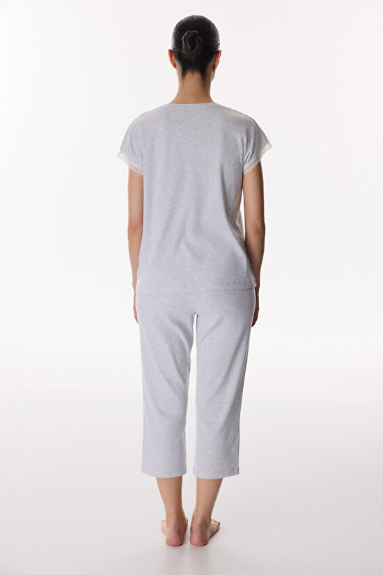 Açık Gri Chloe Grey Kapri Pijama Takımı - 5