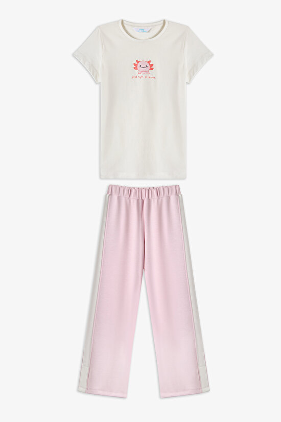Pembe Kız Çocuk Good Night Pijama Takımı - 4