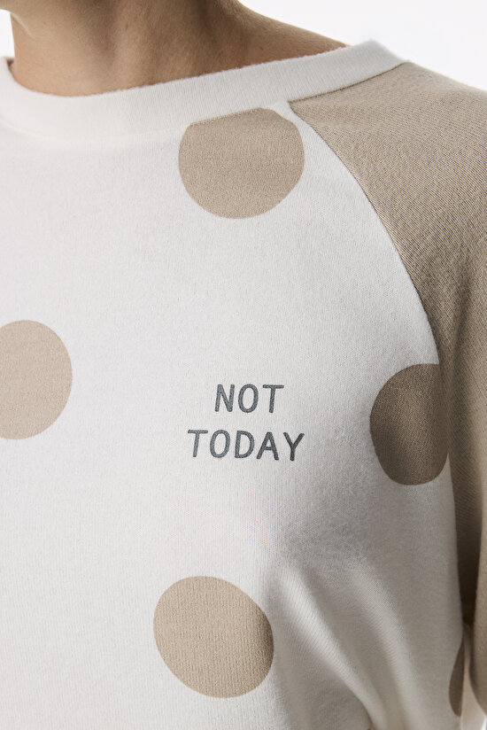 Beige Not Today Polka Dot Long Sleeve Pyjama Top - 3