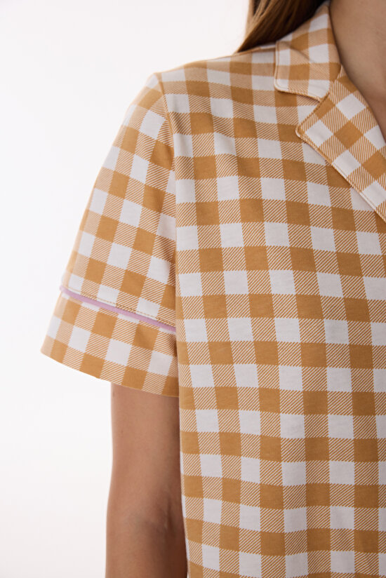 Tarçın Picnic Mood Gömlek Pantolon Pijama Takımı - 4