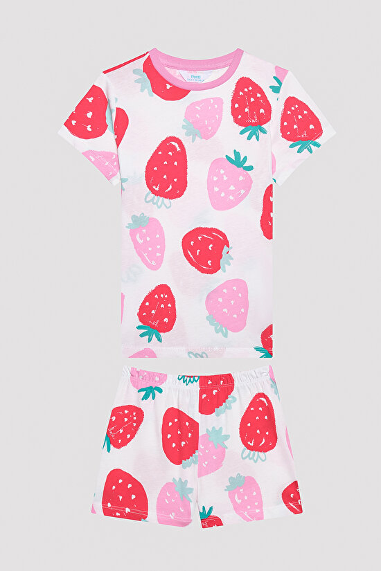 Kız Çocuk Strawberry Çok Renkli 2li Pijama Takımı - 5