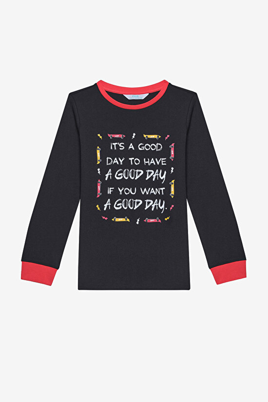 Pamuklu Erkek Çocuk Wake Up 2li Çok Renkli Pijama Takımı - 3