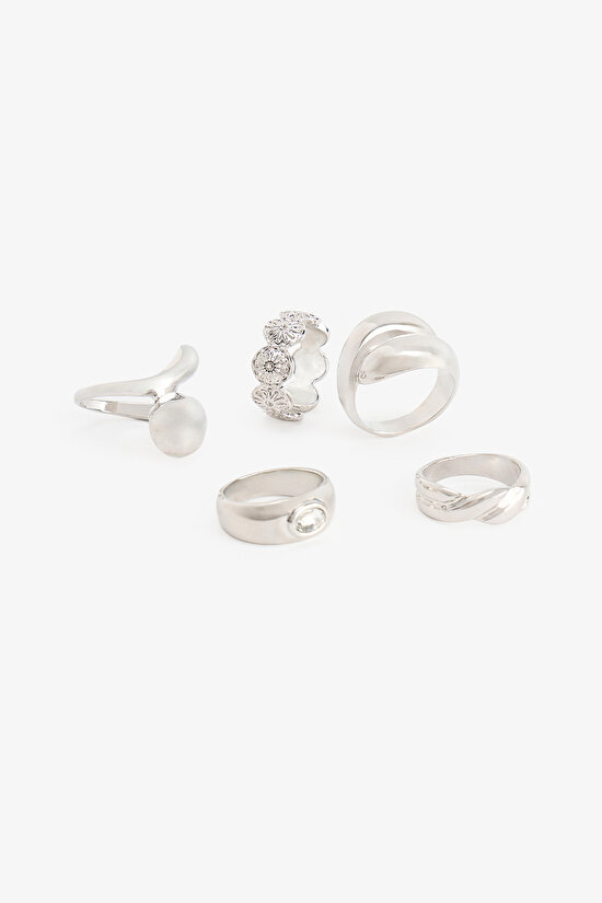 Silver Anthracite Leila 5 Pack Ring Set - 1