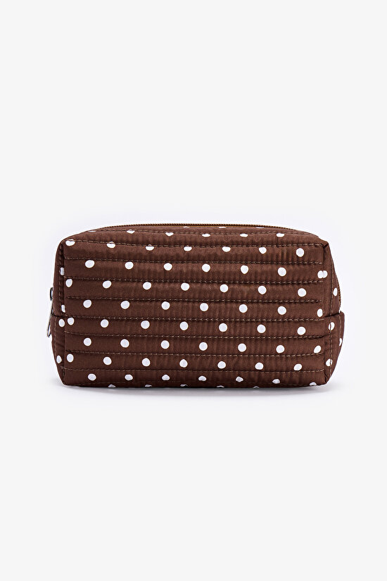 Dark Brown Polka Makeup Bag - 1