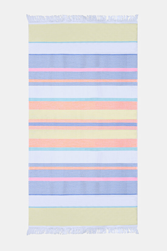 Çizgili Çift Taraflı Renkli Plaj Havlusu - 3