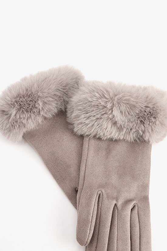 Gri Romina Suni Süet Eldiven - 2