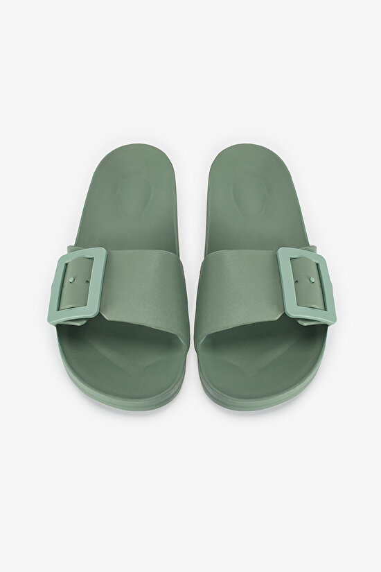 Yeşil Big Buckle Terlik - 1