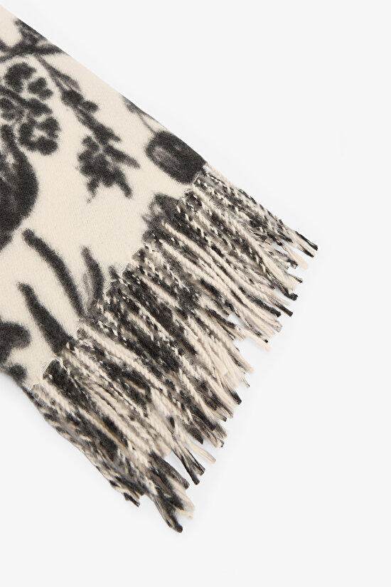 Renkli Flower Çizgili Yumuşak Dokulu Atkı - 3