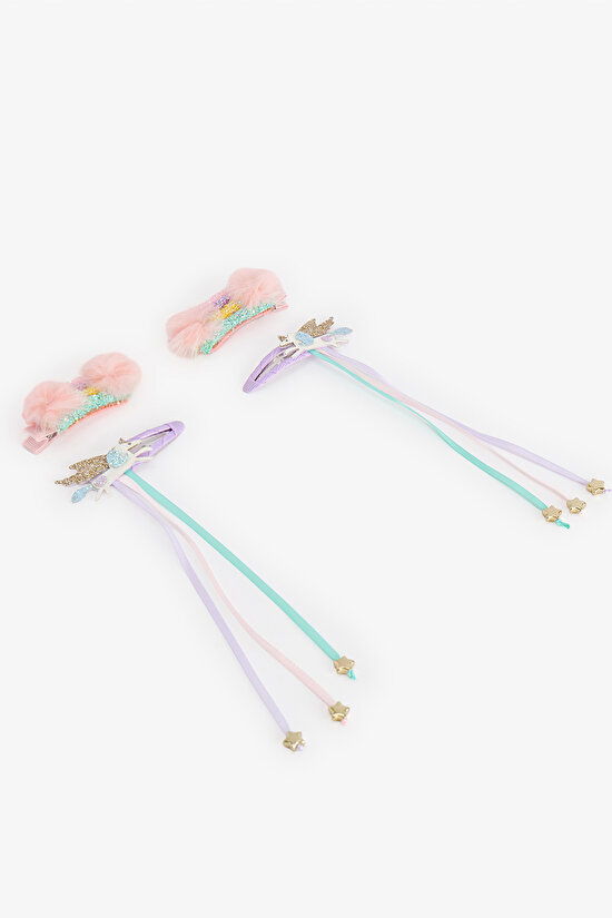 Girls' Rainbow 4 Pack Hair Clip Set - 2