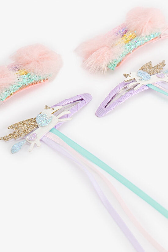Girls' Rainbow 4 Pack Hair Clip Set - 3