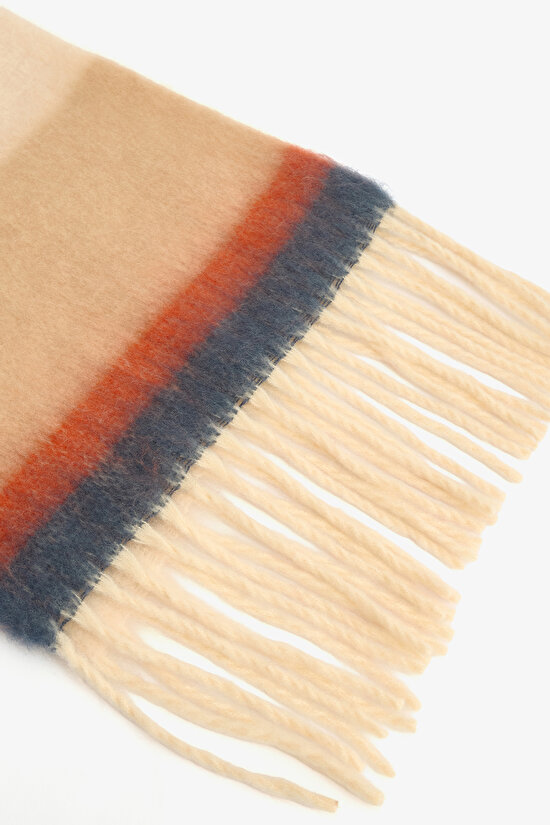 Renkli Alba Çizgili Yumuşak Dokulu Atkı - 3
