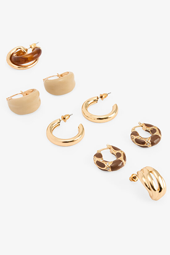 Gold Color Alen 5-Piece Earring Set - 2