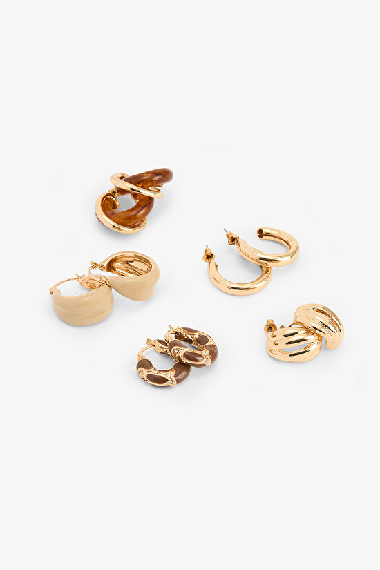 Gold Color Alen 5-Piece Earring Set - 3